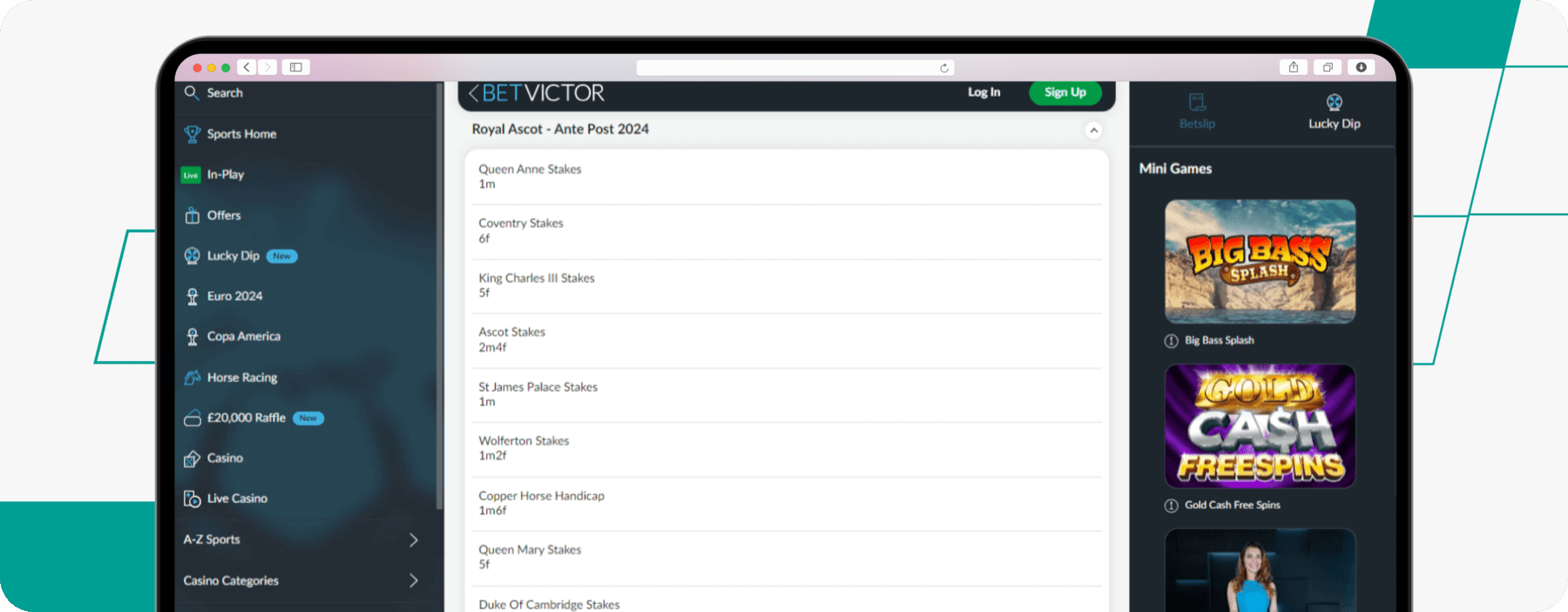 Screenshot of BetVictor Royal Ascot Betting Markets desktop