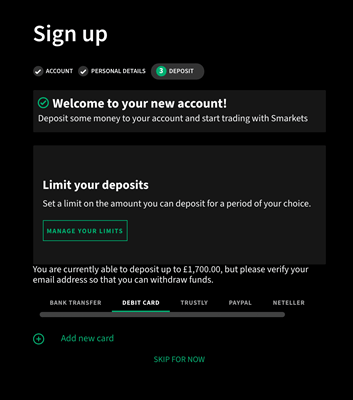 Smarkets Sign Up process