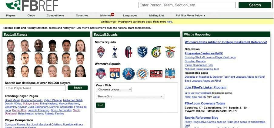 FBREF Home Page Screenshot
