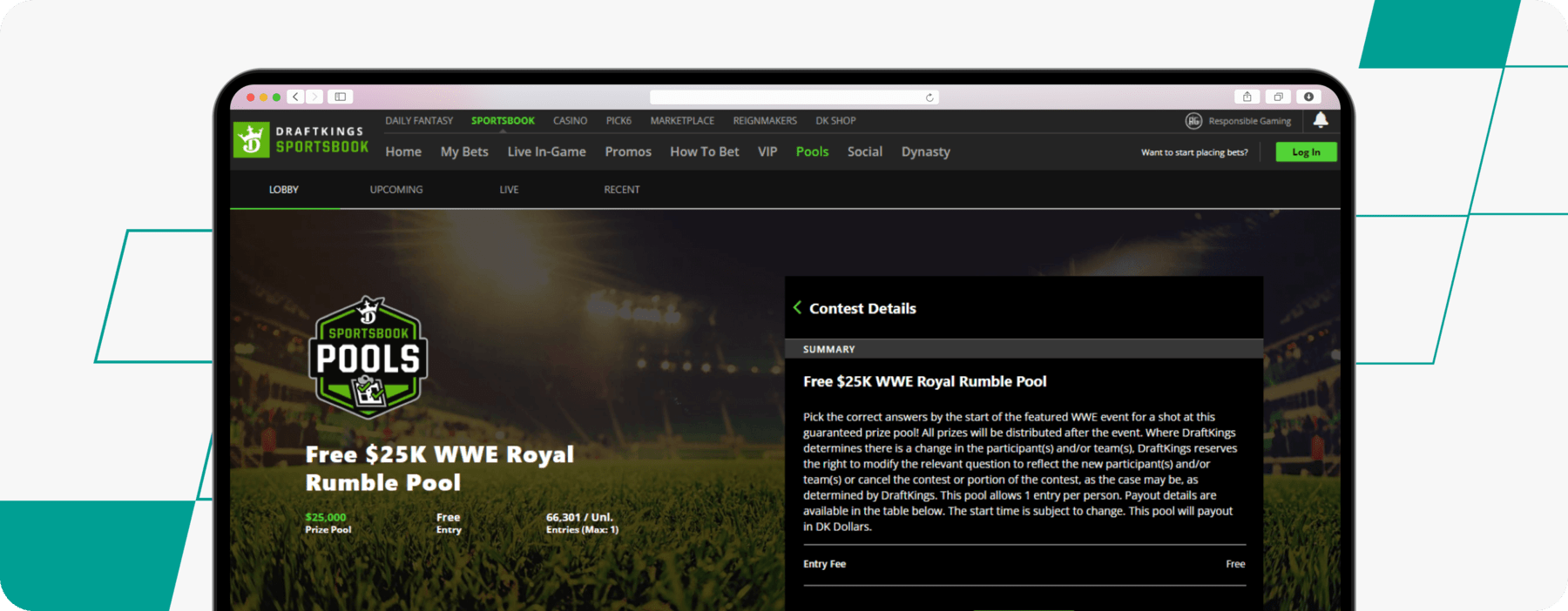 draftkings wwe offer screenshot